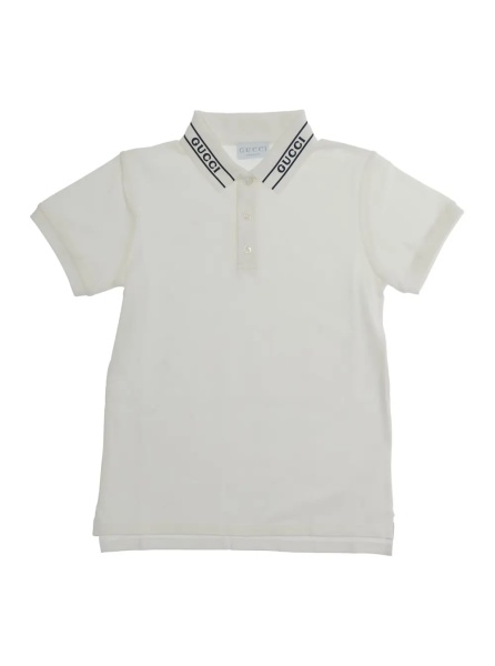 Tricou Polo White Polo with Logo Lettering on the Collar in Cotton boy