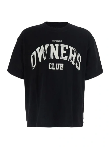 Tricou REPRESENT negru din bumbac cu imprimeu mare pe piept