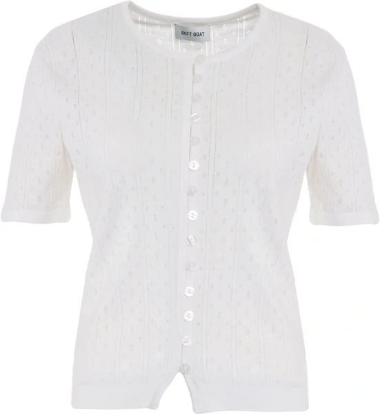 Tricou Soft Goat alb 'Pointelle'