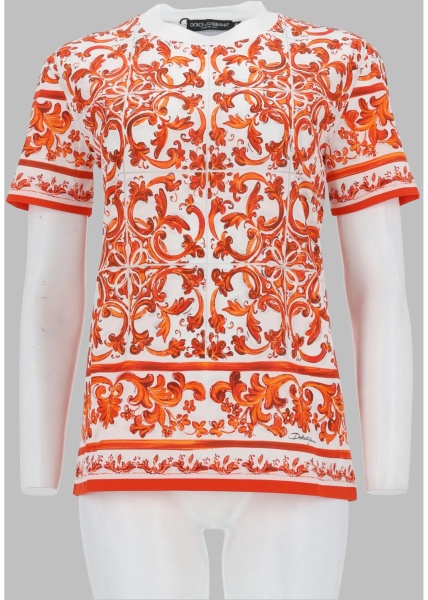 Tricou T-Shirt In Jersey Stampa Maiolica