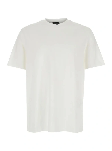 Tricou White T-Shirt with Logo Embroidery on the Front for Men