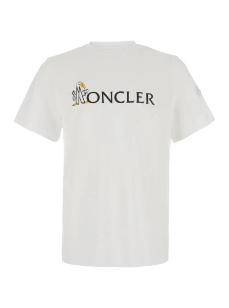 Tricou White T-shirt with logo on the front and logo patch on the sleeve in cotton for men