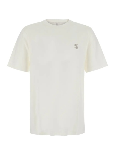 Tricou White T-shirt with printed logo on chest in cotton for men