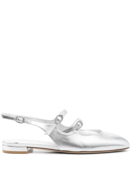 Balerini Stuart Weitzman argintii din piele