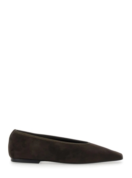 Balerini TOTÊME Brown Ballerinas with Square Toe in Suede Woman