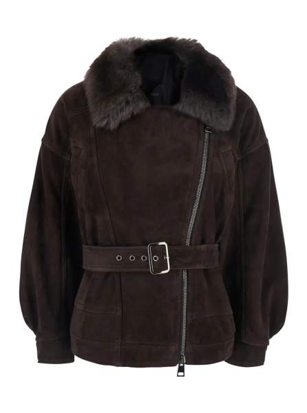 Blanuri Brown Merino Shearling and Suede Jacket with 100% suede and man