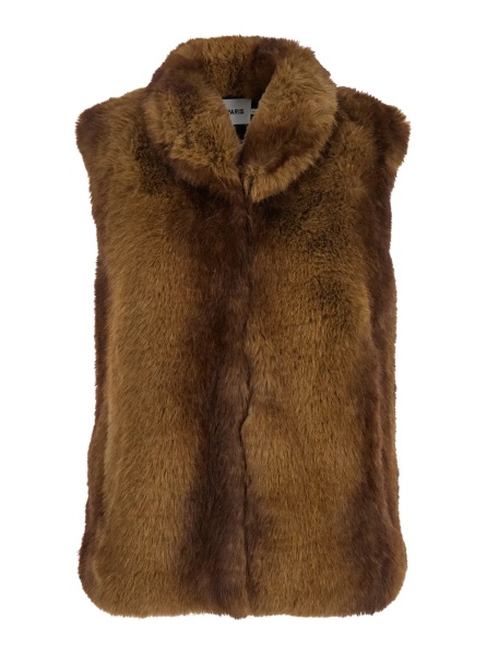 Blanuri 'LAILA' brown Fur vest with high neck in eco-fur for women