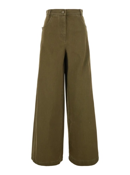 Blugi 'Alaro' Green Jeans with Patch Pockets on the Back and Wide Leg in Denim for Women