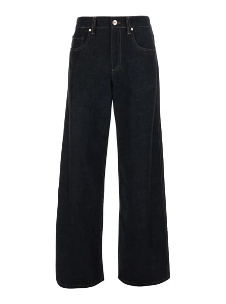 Blugi Black Jeans with logo patch on the back and contrasting stitching in denim for women