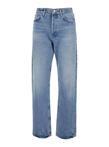 Blugi Blue Blue Jeans with Bleached Effect and Five-Pocket Design in Denim Men