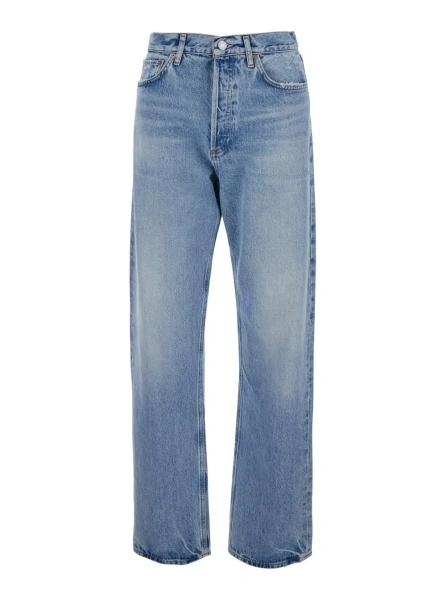 Blugi Blue Blue Jeans with Bleached Effect and Five-Pocket Design in Denim Men