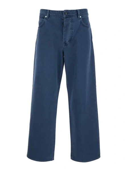 Blugi Blue Jeans with Five-Pocket Design and Logo Patch on the Back in Denim for Men