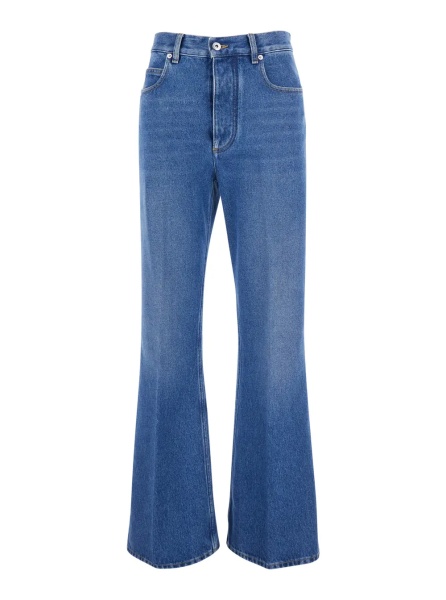 Blugi Blue Jeans with logo patch on the back and flared leg in denim for women
