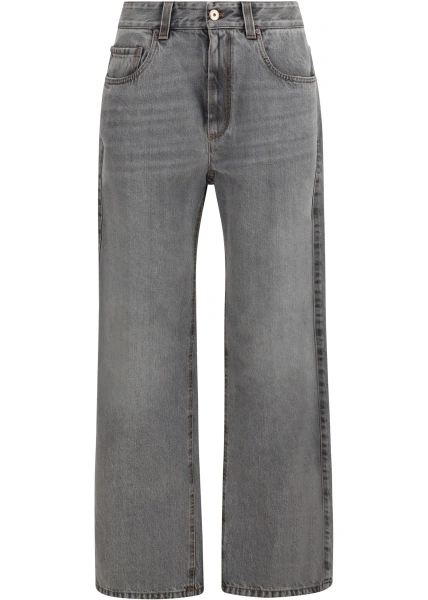 Blugi Brunello Cucinelli multicolor din bumbac si denim