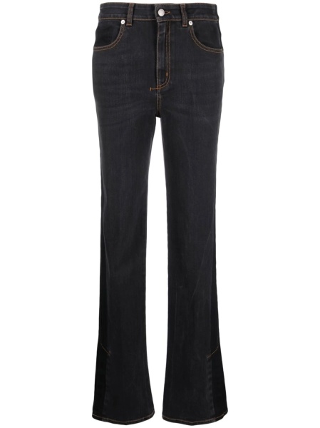 Blugi drepti Alexander McQueen negri din spandex/elastan si bumbac