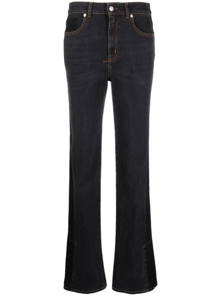 Blugi drepti Alexander McQueen negri din spandex/elastan si bumbac