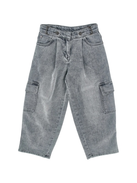 Blugi Ermanno Scervino Kids gri din polyester si poliamida
