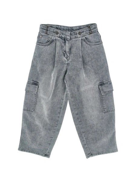 Blugi Ermanno Scervino Kids gri din polyester si poliamida