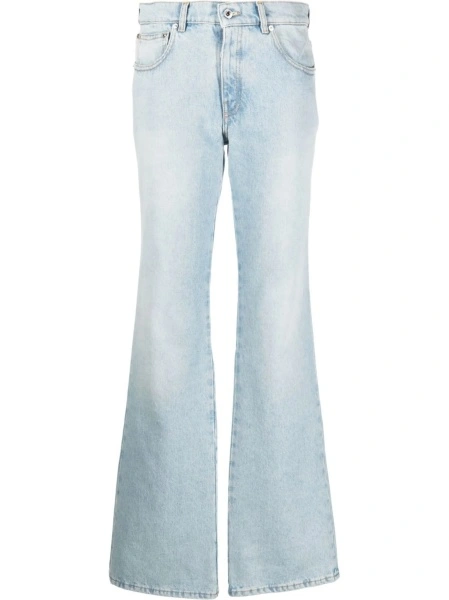 Blugi evazati Off-White albastri din bumbac