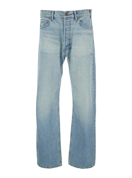 Blugi 'Kurt' Light Blue Five-Pocket Jeans with Patch Logo on the Back in Denim Man