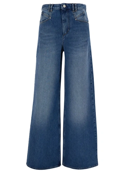 Blugi 'Lemony' Light Blue Flared Jeans with Logo Patch in Cotton Denim Woman