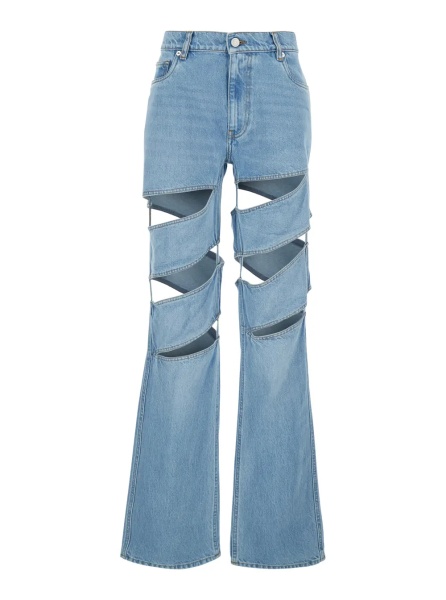 Blugi Light Blue Spiral Cut-Out Design Jeans with Logo Patch on the Back in Denim Woman
