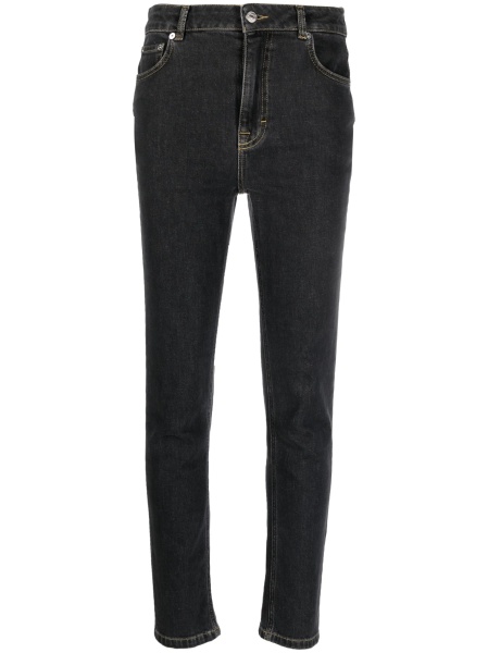 Blugi Skinny MOSCHINO JEANS negri din bumbac si spandex/elastan