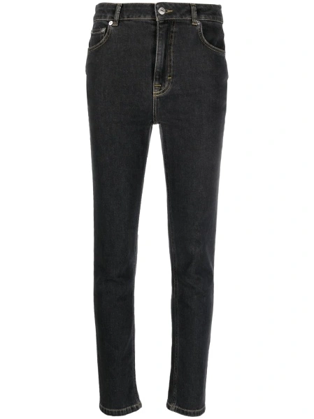 Blugi Skinny MOSCHINO JEANS negri din bumbac si spandex/elastan