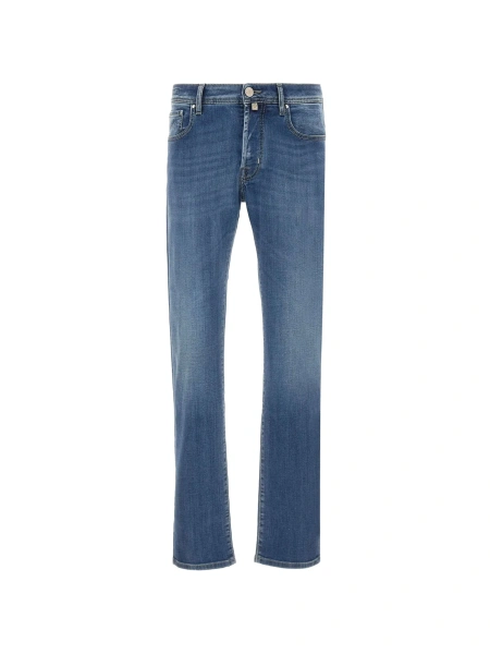 Blugi slim fit Jacob Cohen albastri din multiester si elastan