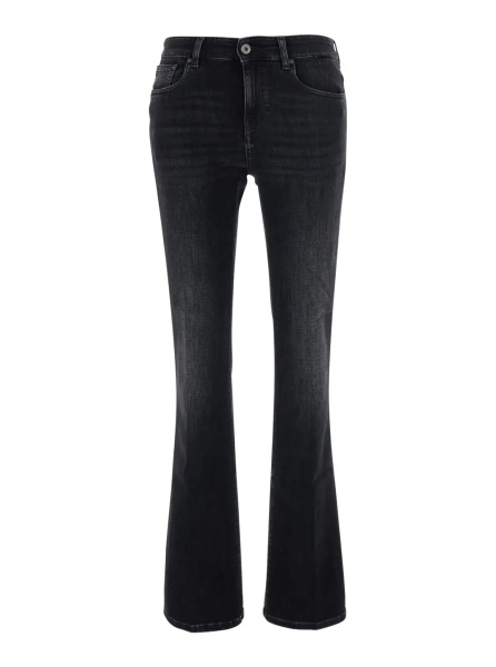 Blugi 'Sophie' Gray High-Waisted Jeans with Flared Leg and Logo Patch on the Back in Denim for Women