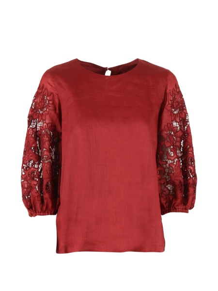 Bluza MaxMara Studio rosie din polyester si ramie
