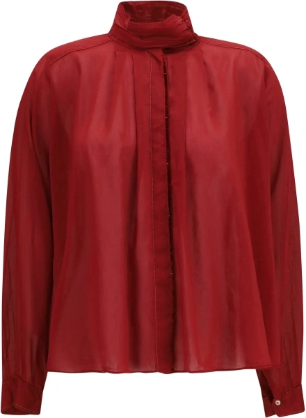 Bluza pleated high-neck Blouse