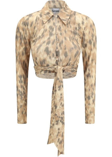 Bluza Printed marl mesh tie Blouse