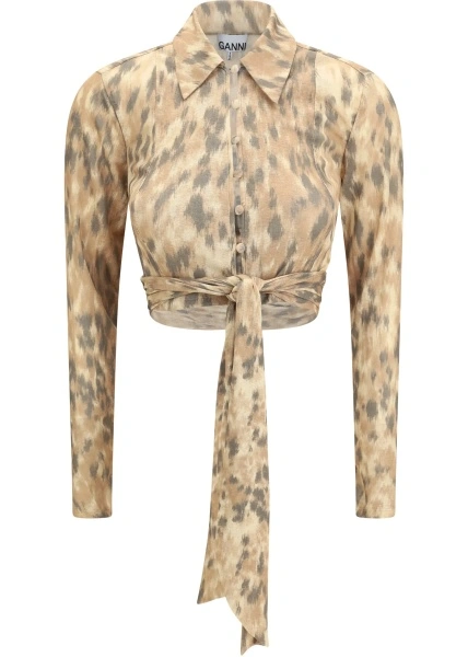 Bluza Printed marl mesh tie Blouse