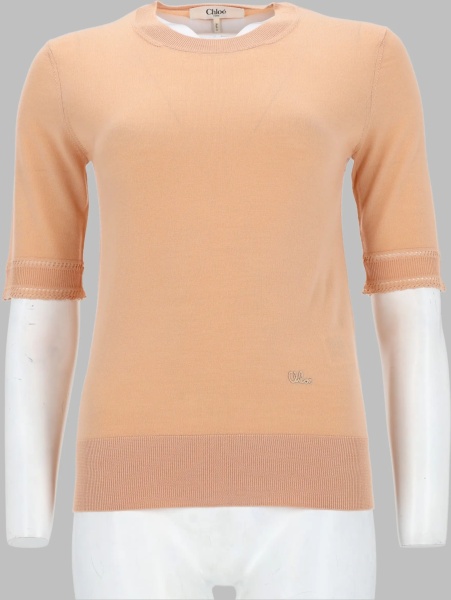 Bluza Pullover A Maniche Corte In Maglia Di Lana