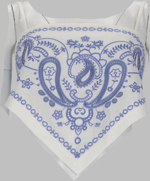 Bluza Top In Lino Con Ricamo