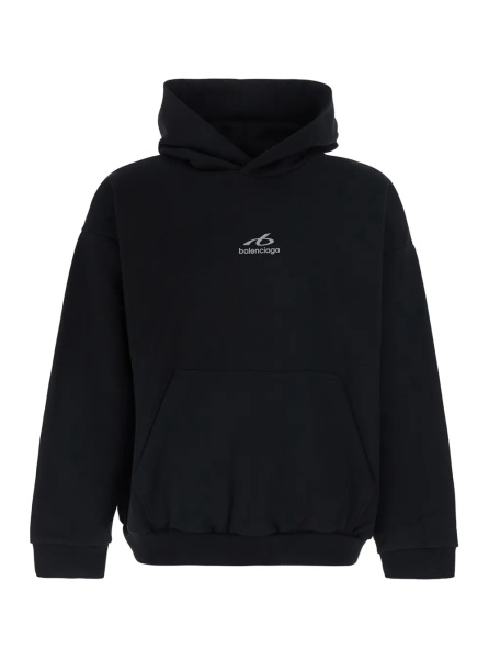 Bluza trening Black Hoodie with fixed hood and logo lettering on the front in cotton for men