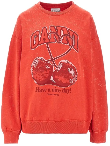 Bluza trening Cotton sweatshirt with 'Cherry' print