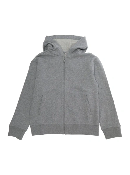 Bluze Grey hoodie with fixed hood and back print in cotton boy