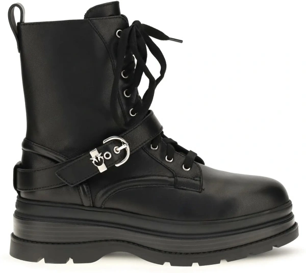 Bocanci casual Pinko negri din piele