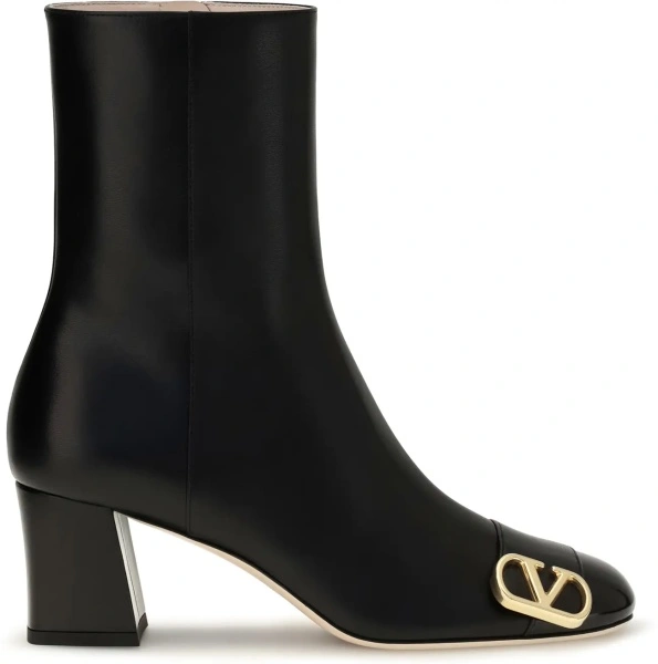 Bocanci casual Valentino Garavani negri din piele
