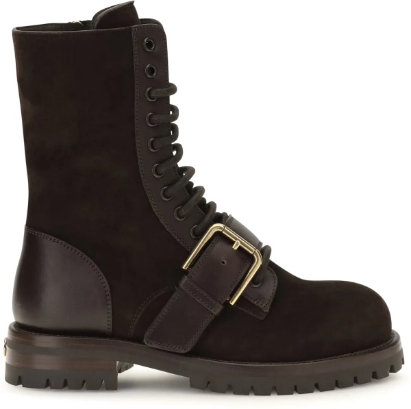 Bocanci Leather and suede Buckle Ankle Boots