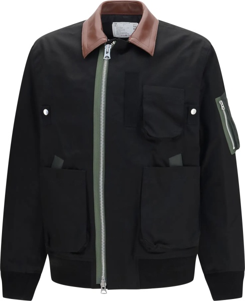 Bomber Cotton Bomber Jacket with leather details