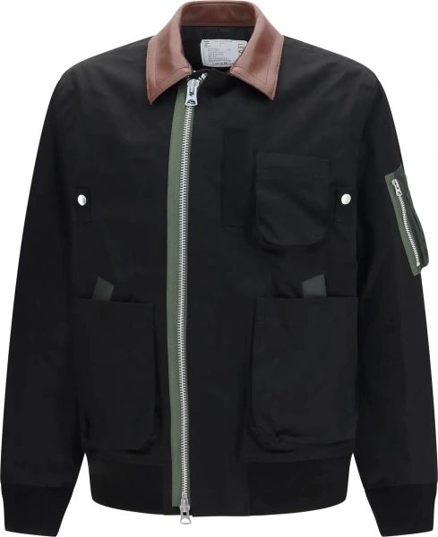 Bomber Cotton Bomber Jacket with leather details