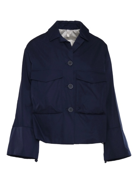 Bomber jacket DUNO albastra din polyester si matase