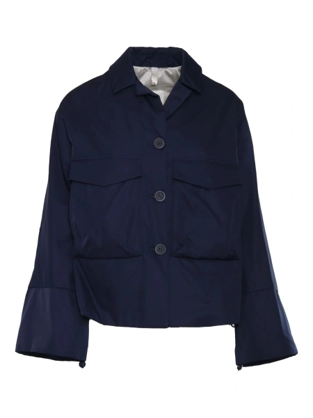 Bomber jacket DUNO albastra din polyester si matase