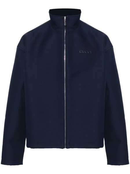Bomber jacket Gucci albastra din matase si lana