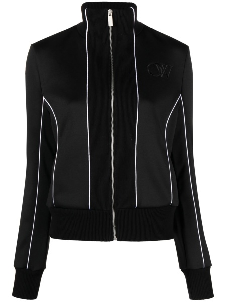 Bomber jacket Off-White neagra din polyester si spandex/elastan