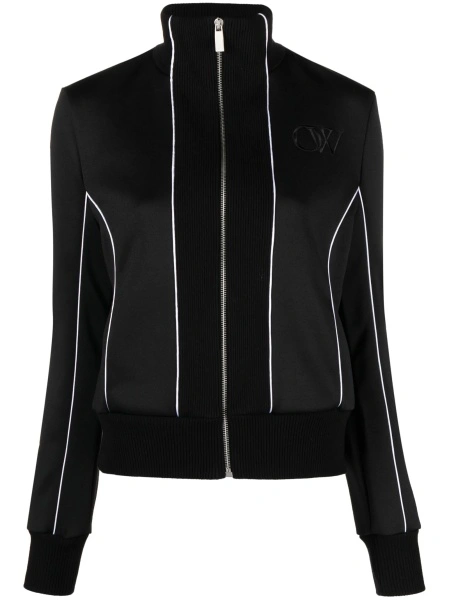 Bomber jacket Off-White neagra din polyester si spandex/elastan