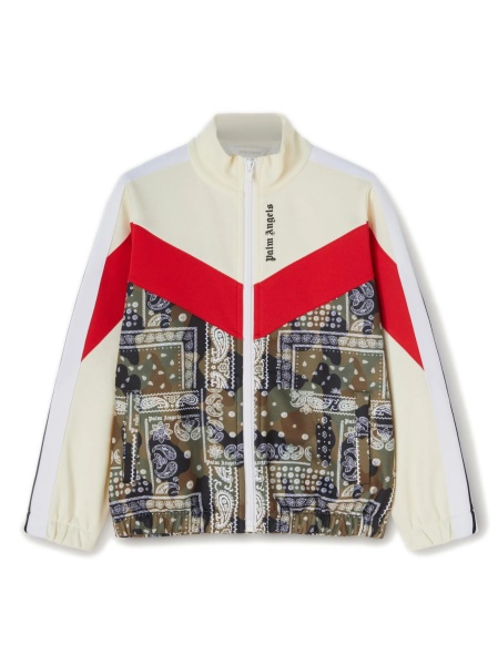 Bomber jacket Palm Angels alba din bumbac si polyester